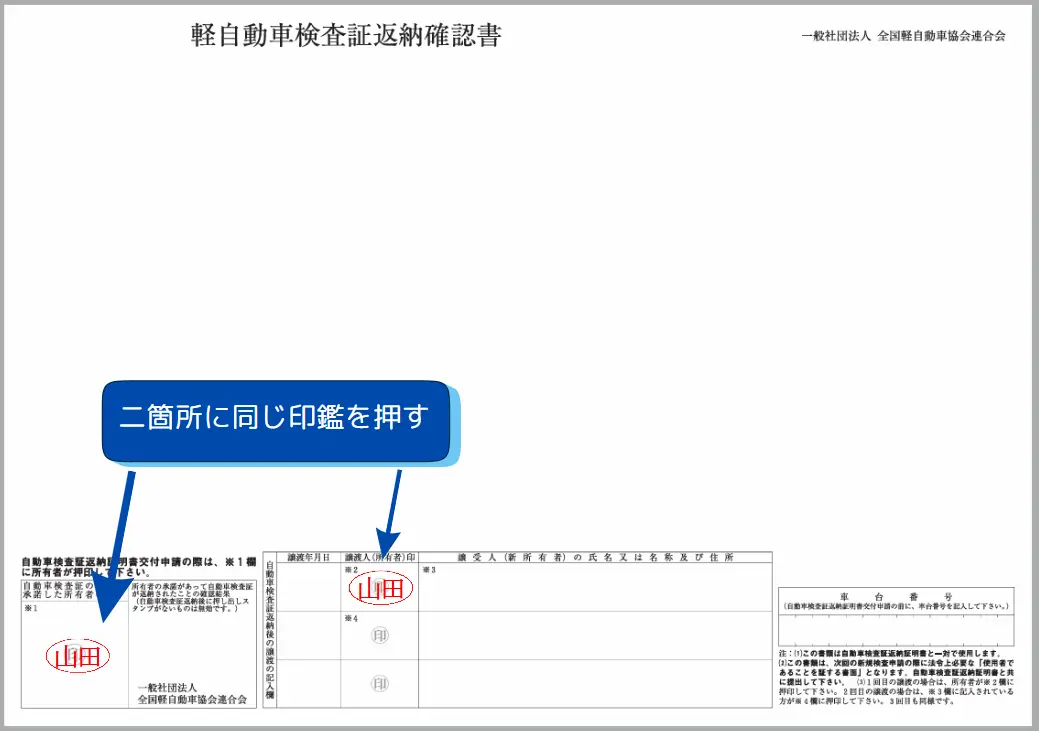 軽自動車検査証返納確認書